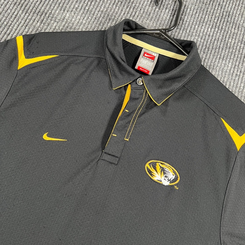 Missouri Tigers Mizzou Polo Shirt Mens Medium Nike Black Short Sleeve SEC NCAA